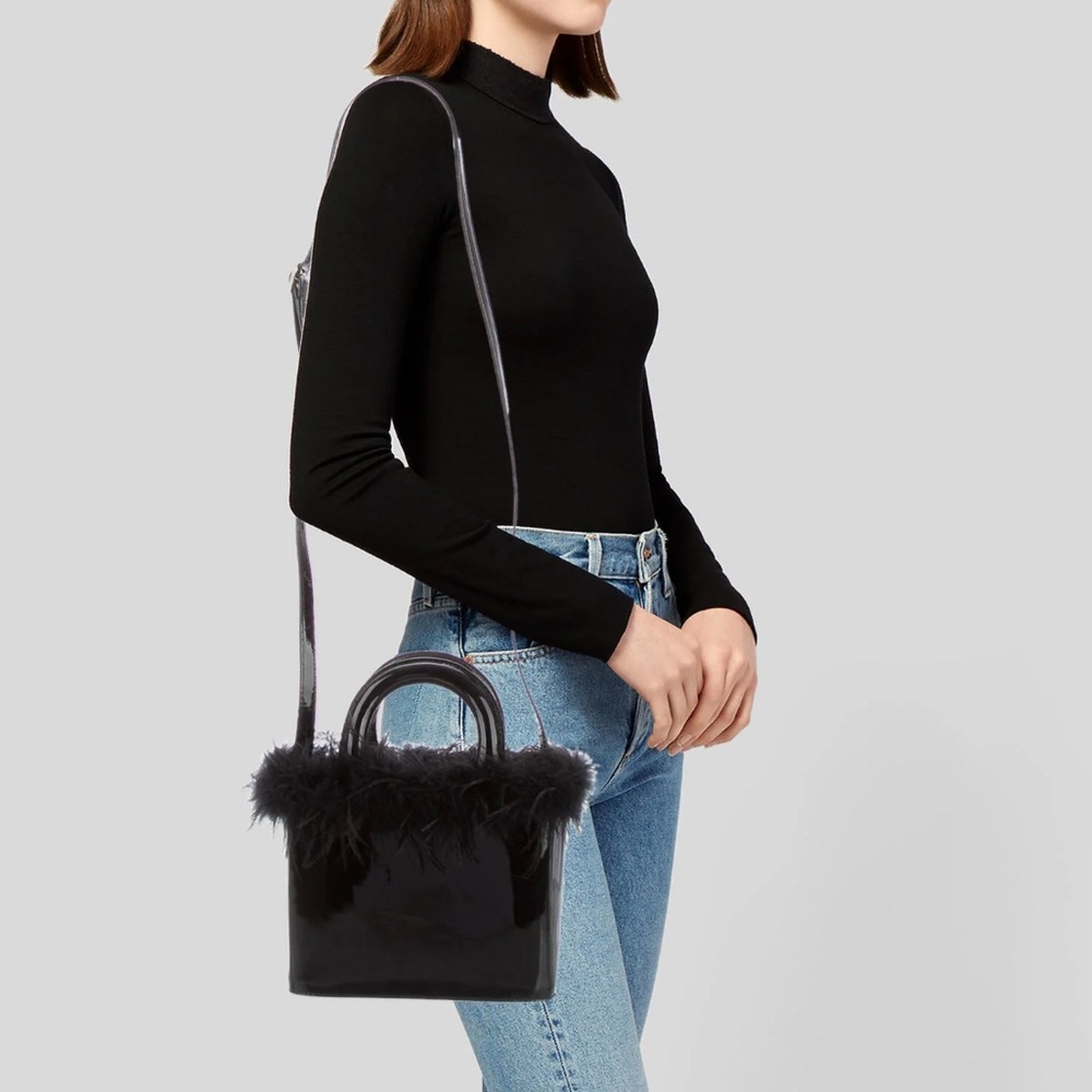 Sold STAUD Black Feather Trimmed Bag
